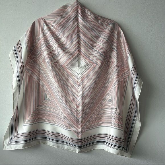 Guillemin Paris Vintage Striped Pink and Black Silk Scarf - Picture 2 of 9